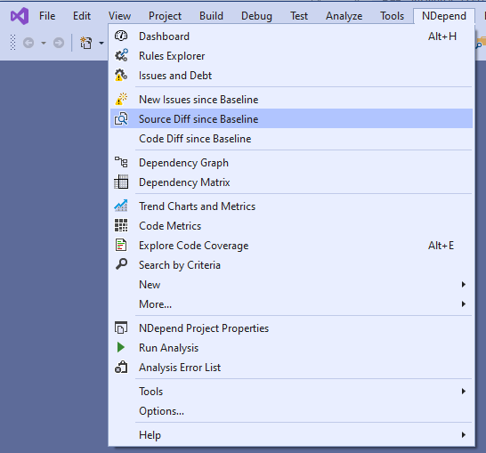 Code Diff since Baseline from within Visual Studio